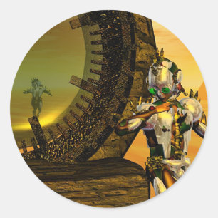 STICKER ROND TITAN DANS LE DÉSERT D'HYPERION