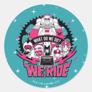 Sticker Rond Titans Ados, allez ! Retro Moto Graphic