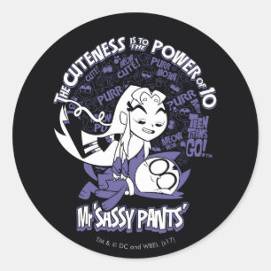 Sticker Rond Titans Ados, allez !   Starfire & Mr Sassy Pants