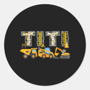 Sticker Rond Titi Construction Excavator Enfants Famille Associ