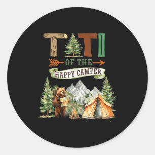 Sticker Rond Titi du joyeux campeur premier anniversaire campin