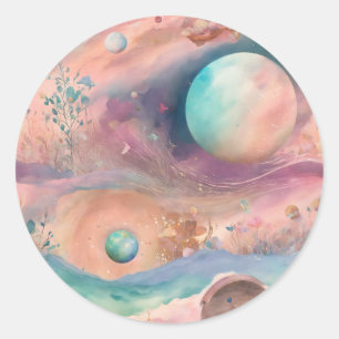 Sticker Rond Titre : Dreamy Mist Pastel Journaux : Shabby Chic