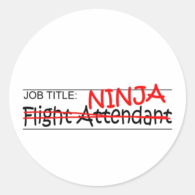 Sticker Rond Titre du travail Ninja - Agent de bord (Devant)