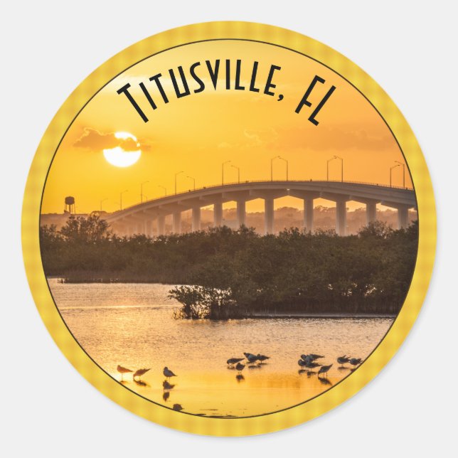 Sticker Rond Titusville, Floride Sunset Travel Photography (Devant)