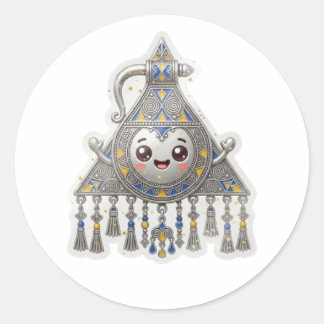 Sticker Rond Tizer marocaine amazighe Kawaii - Tizer traditionn
