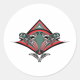 Sticker Rond Tlingit Tueur Baleine et Aigle