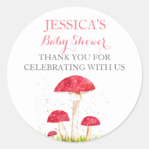 Sticker Rond Toadstool Champignon Aquarelle Baby shower mou