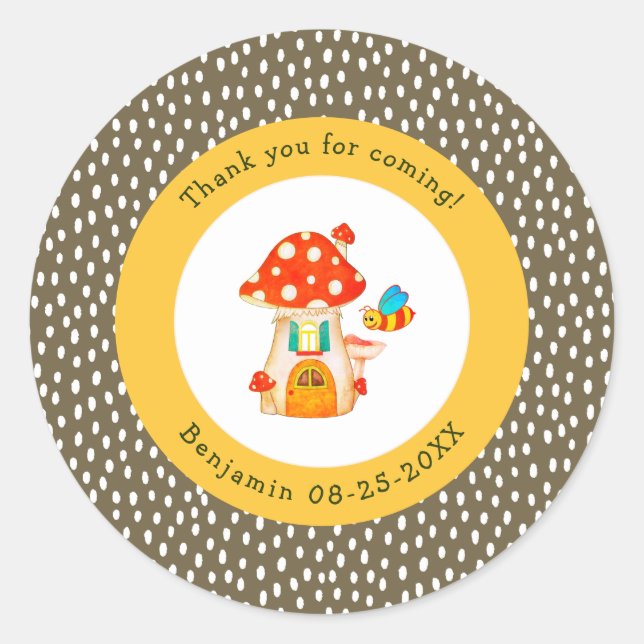 Sticker Rond Toadstool en bois de Whimsland Gnome House Merci (Devant)