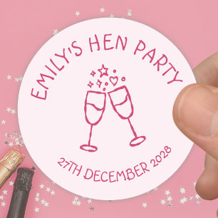 Sticker Rond Toast de Bachelorette Pink Hen Party