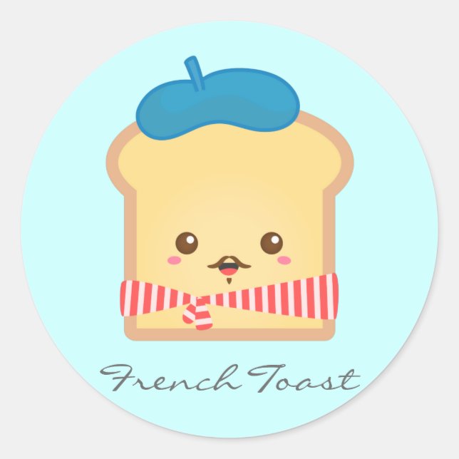 Sticker Rond Toast français mignon et heureux (Devant)