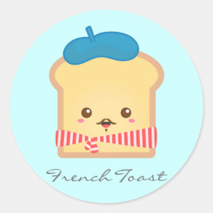 Sticker Rond Toast français mignon et heureux