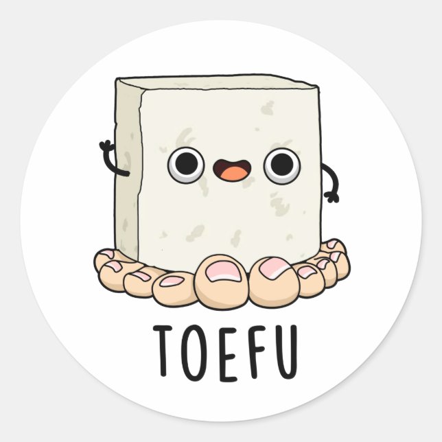 Sticker Rond Toe-fu Funny Tofu Pun (Devant)