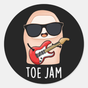 Sticker Rond Toe Jam Funny Big Toe Music Pun Dark BG