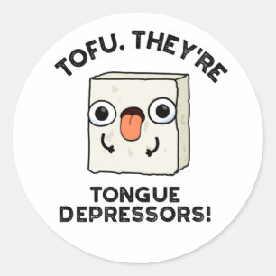 Sticker Rond Tofu. Ce sont des dépresseurs de langue amusant je