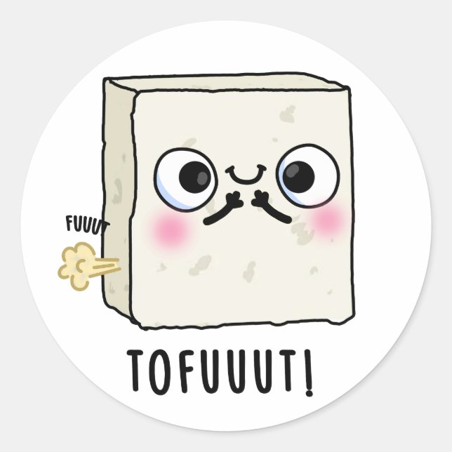Sticker Rond Tofuut Funny Farting Tofu Pun (Devant)