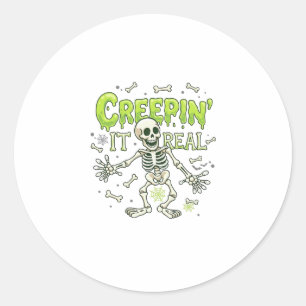 Sticker Rond Toile d'araignée squelette réaliste Halloween os