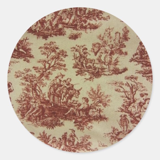 Sticker Rond Toile française en rose (Devant)