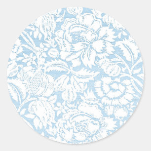 Sticker Rond Toile Shabby Bleu