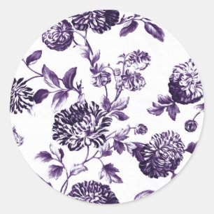 Sticker Rond Toile Vintage de Fleur Mulberry Noir n° 2