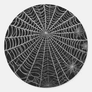 Sticker Rond Toiles d'araignées noires et blanches Spider Web H