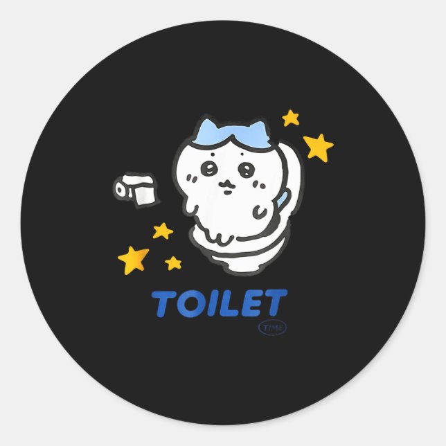 Sticker Rond Toilet Time Chikawa Meme Funny Tee  (Devant)