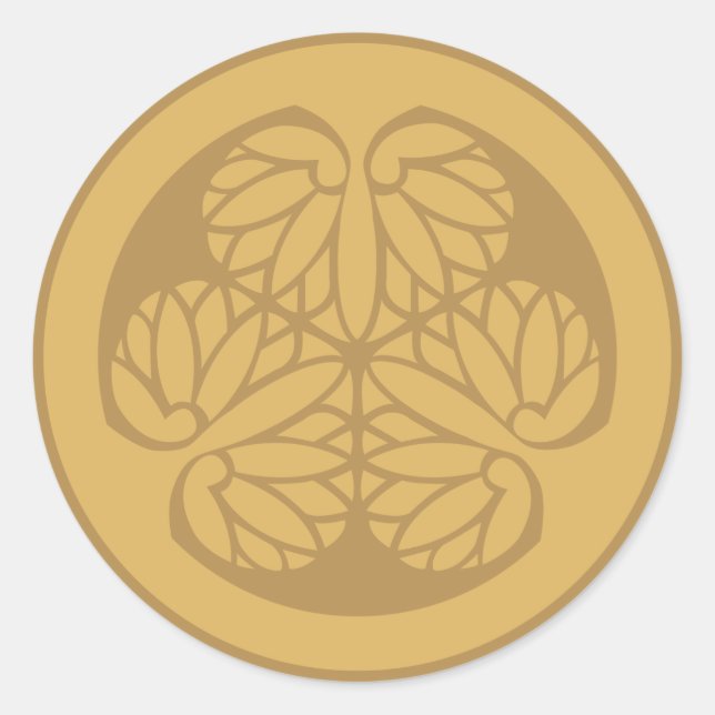 Sticker Rond Tokugawa Aoi Japonais Mon Family Crest Sand (Devant)