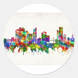 Sticker Rond Toledo Ohio Skyline