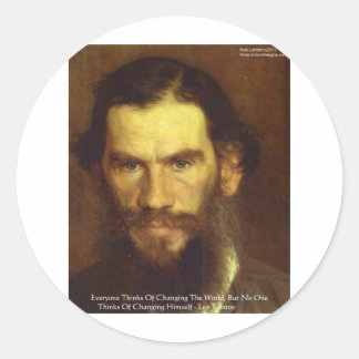 Sticker Rond Tolstoï "Changez Vous-même" Cadeaux de citation de