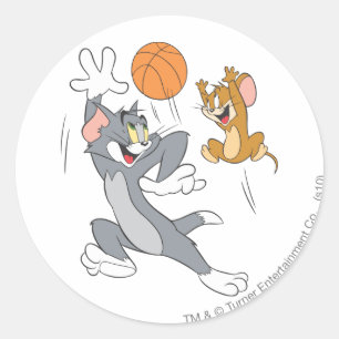 Sticker Rond Tom et basket-ball 1 de Jerry