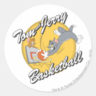 Sticker Rond Tom et basket-ball 2 de Jerry
