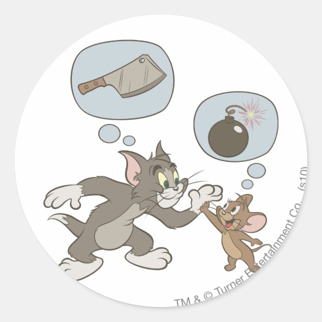 Sticker Rond Tom et Jerry Evil Thoughts (Devant)