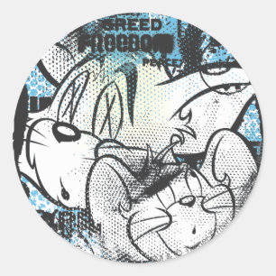 Sticker Rond Tom et Jerry Grimey