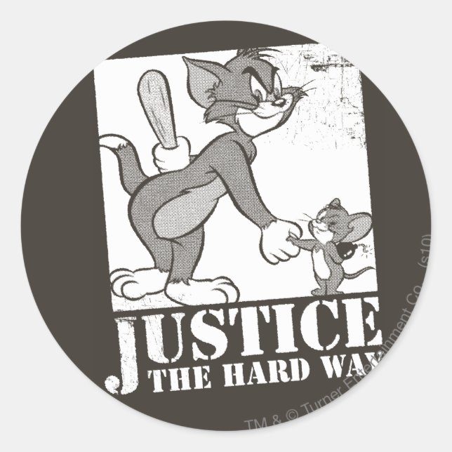 Sticker Rond Tom et Jerry Justice à l'envers (Devant)