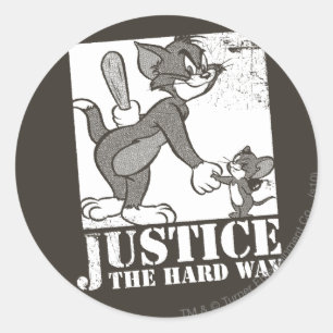 Sticker Rond Tom et Jerry Justice à l'envers