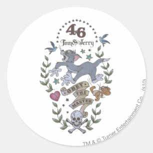 Sticker Rond Tom et Jerry obéissent le maître 2