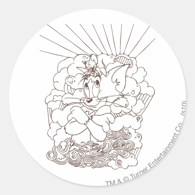Sticker Rond Tom et Jerry Outline (Devant)