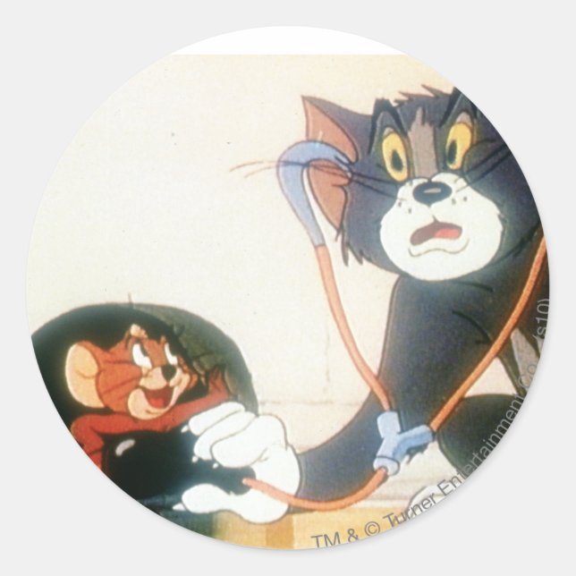 Sticker Rond Tom Et Jerry Stethescope (Devant)