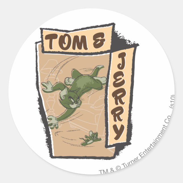 Sticker Rond Tom et Jerry sur un canapé tan (Devant)