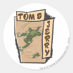 Sticker Rond Tom et Jerry sur un divan bronzage