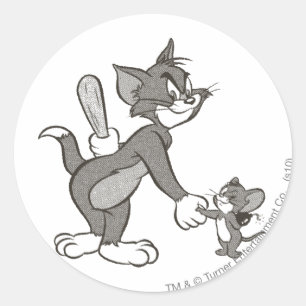 Sticker Rond Tom et poignée de main trompeuse de Jerry