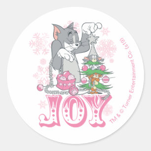 Sticker Rond Tom, Jerry et Nibbles décorent la joie