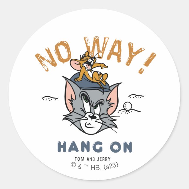 Sticker Rond Tom & Jerry Golfing "No Way" (Devant)