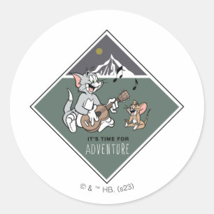 Sticker Rond Tom & Jerry "Il est temps pour l'aventure"