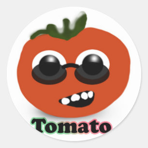 Sticker Rond Tomate avec lunettes de soleil