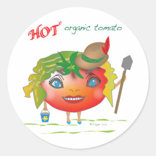 Sticker Rond Tomate biologique chaude