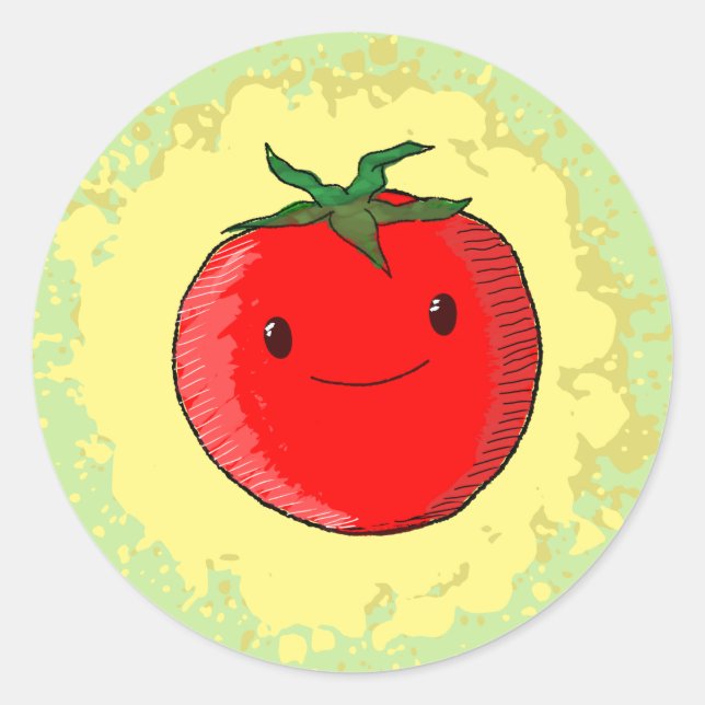 Sticker Rond Tomate de carton mignon (Devant)