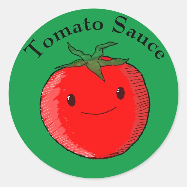 Sticker Rond Tomate de carton mignon (Devant)