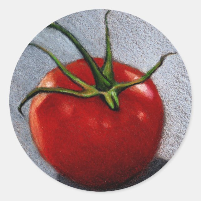 STICKER ROND TOMATE EN COULEUR PENCIL : ART (Devant)