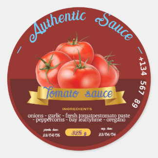 STICKER ROND TOMATE PERSONNALISÉE MAINTENANT SAUCE MEILLEUR ROU
