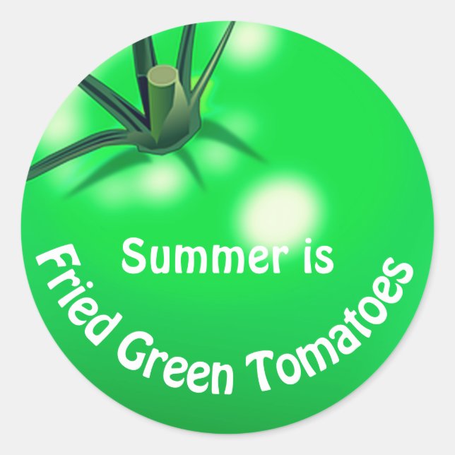 Sticker Rond Tomates poêlées tomates vertes mignonnes été (Devant)